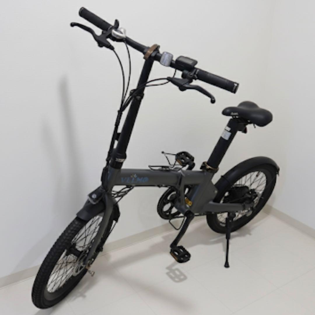 VELMO 折りたたみ電動自転車 グレー 予備充電バッテリー付