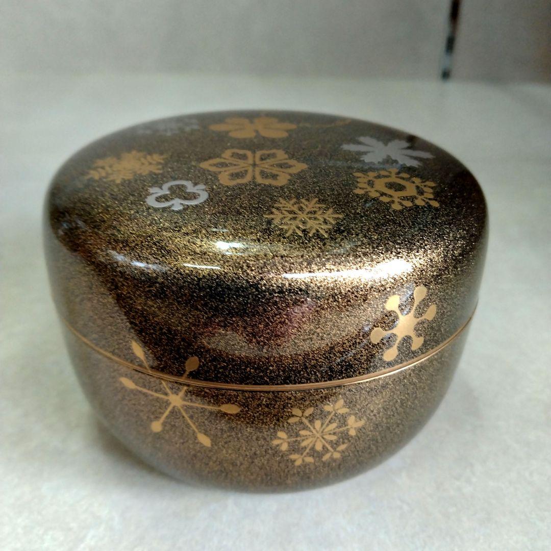茶道具　期間限定特価　梨子地　雪華蒔絵平棗　　新品未使用品