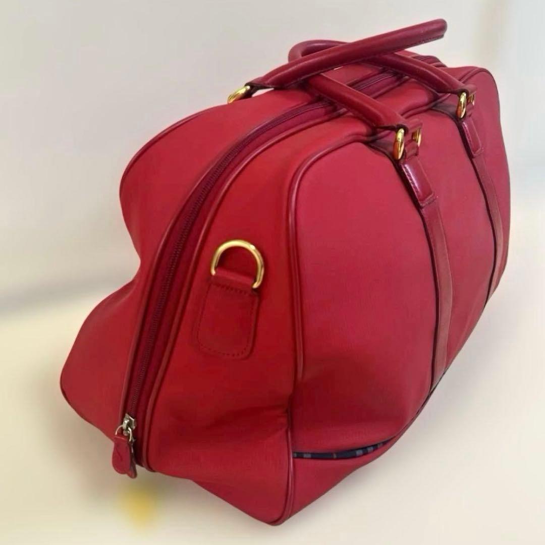 【美品】 BURBERRY GOLF ボストンバッグ 赤✕チェックバーバリー