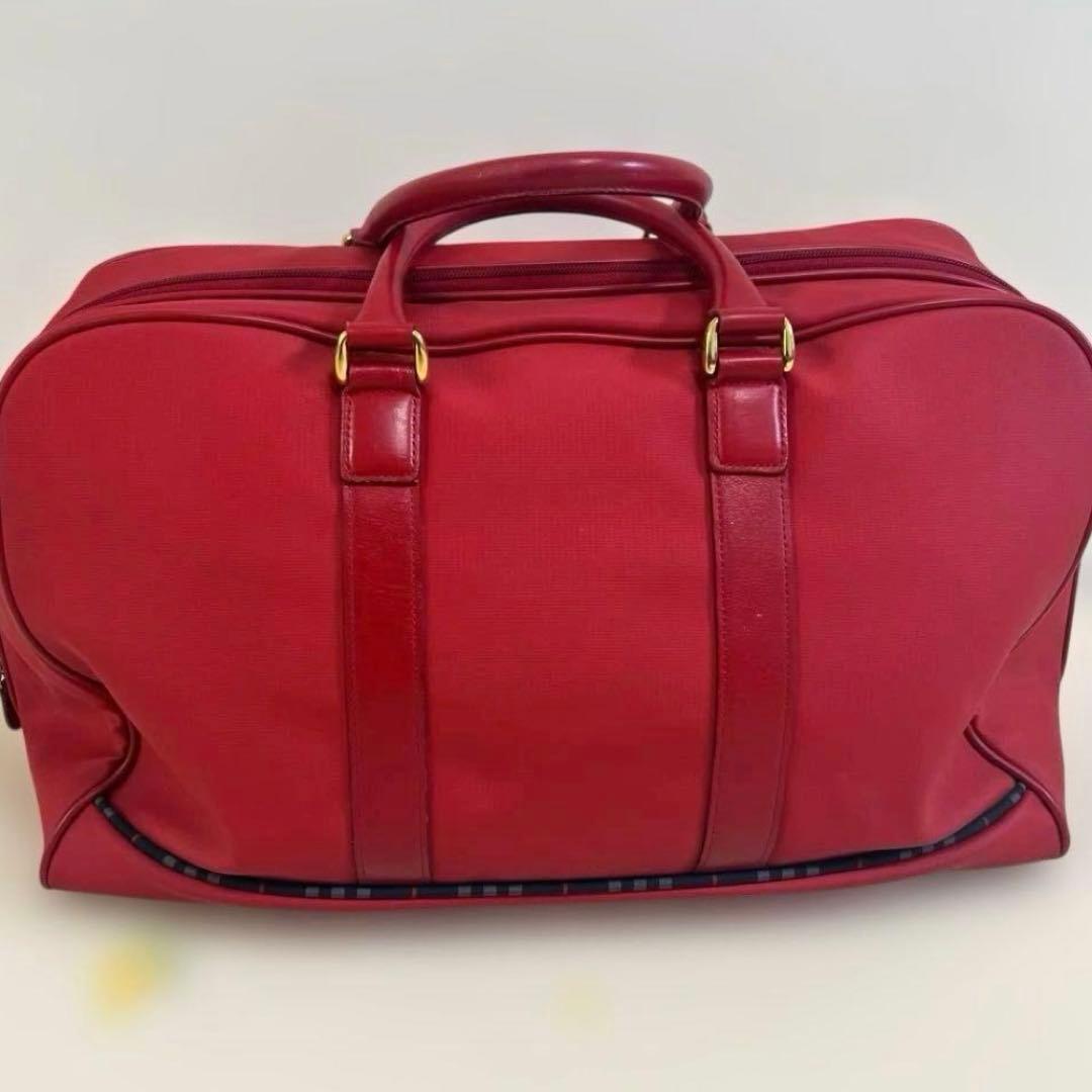 【美品】 BURBERRY GOLF ボストンバッグ 赤✕チェックバーバリー