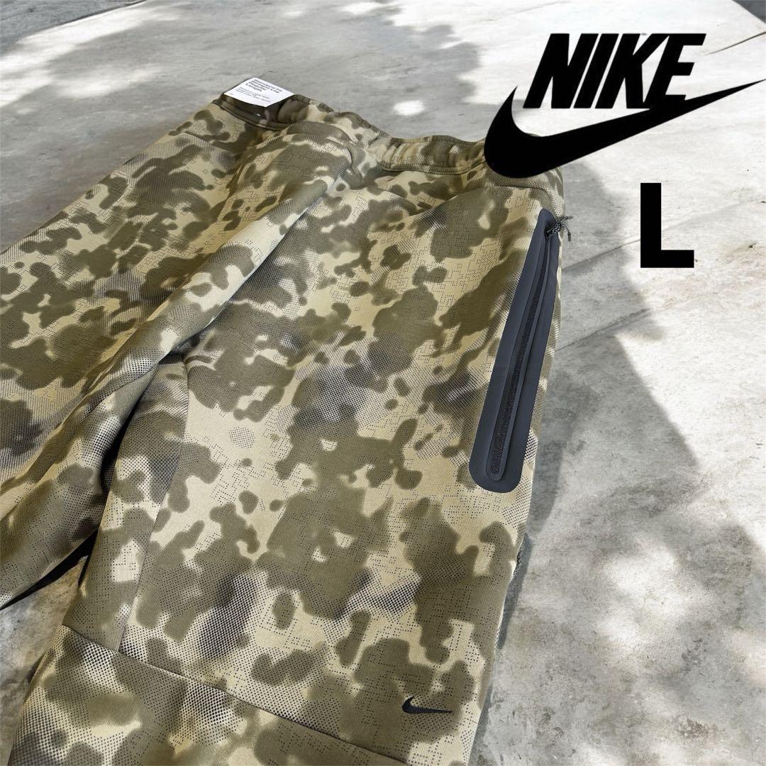 【新品】ナイキ テック メンズ オープンヘム フリース カモ パンツ L