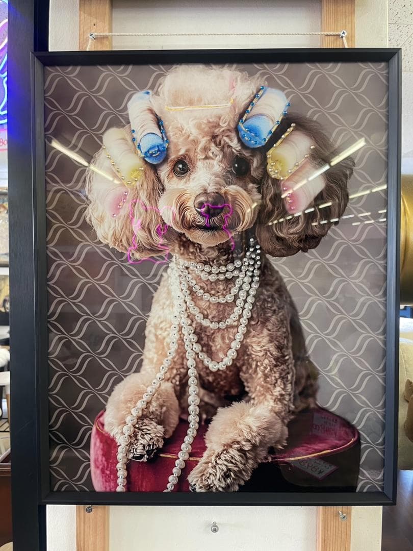 アートパネル　プードル　アート　絵画　絵　ポスター　壁掛け　額縁　キラキラ　犬