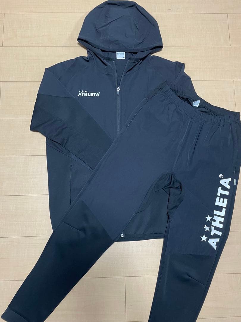 ATHLETA アスレタ　ジャージ　セットアップ　フード付き　ブラック