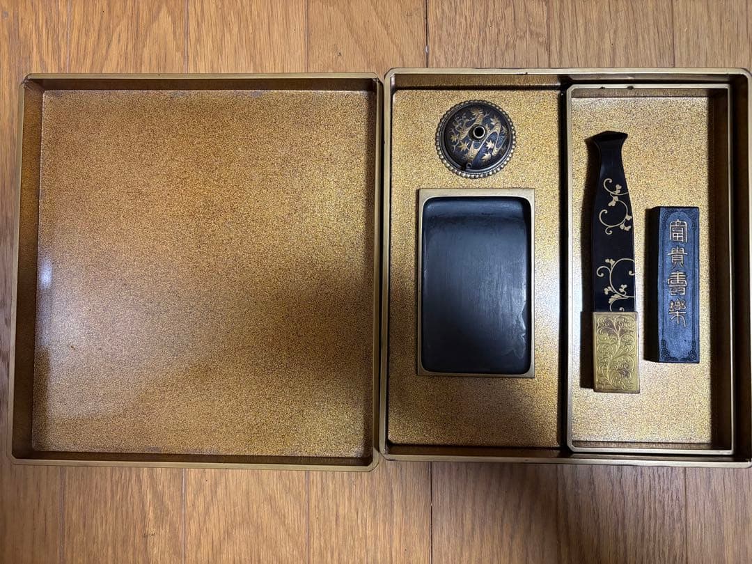 漆器 文房具セット 硯箱　大正〜昭和初期　高級品