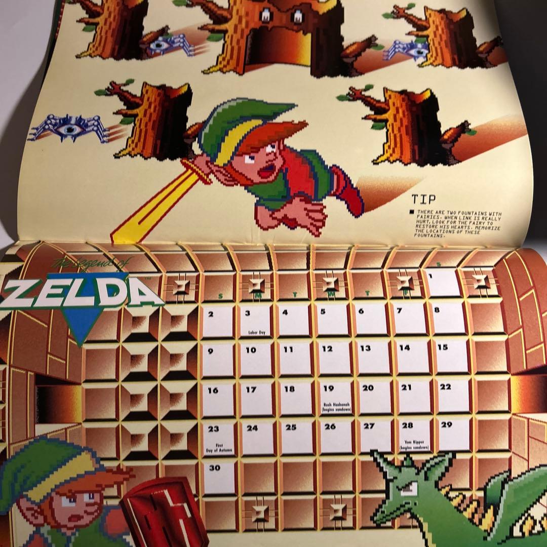 「任天堂1990カレンダー」スーパーマリオ　ゼルダの伝説　メトロイドパルテナの鏡