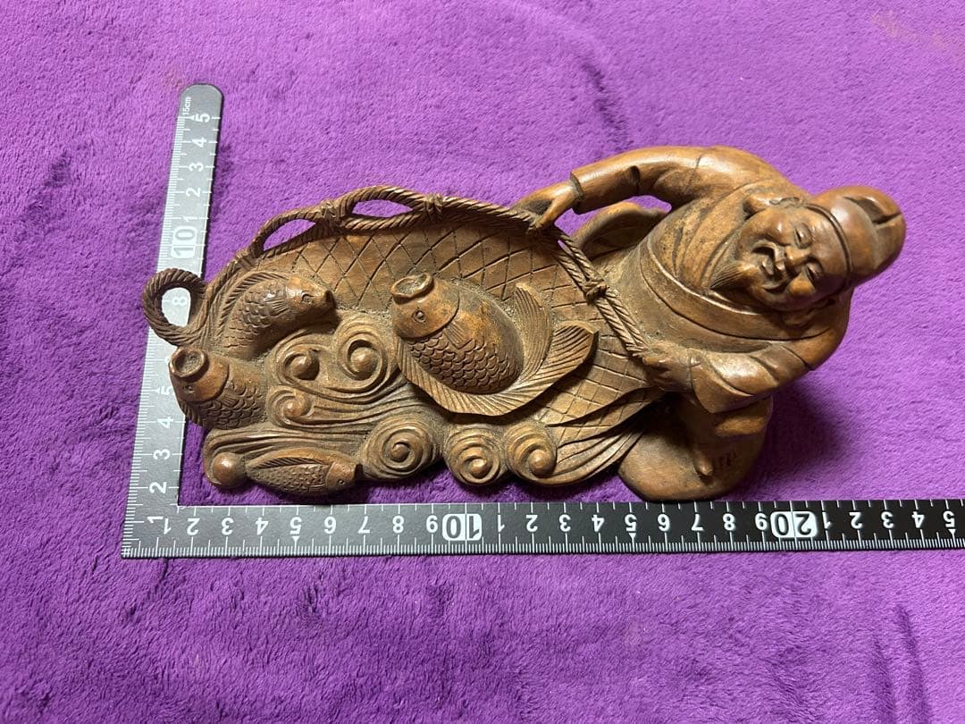 恵比寿様 木製彫刻 オブジェ インテリア 縁起物
