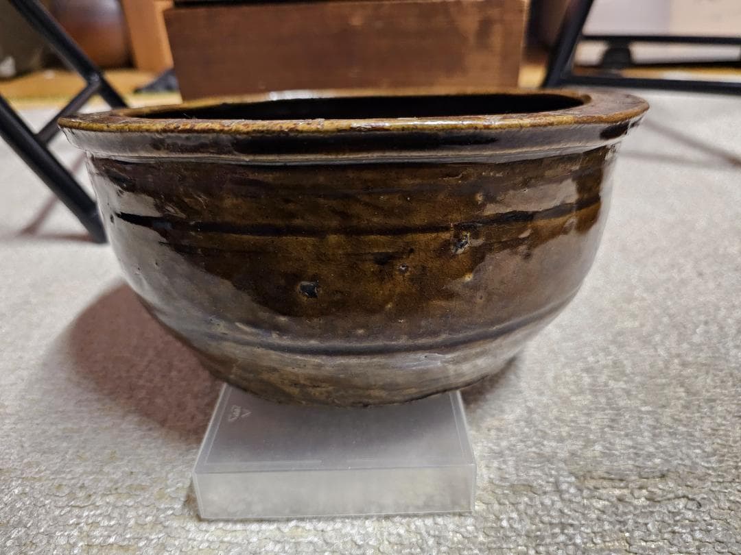 叩き黒唐津 水差し 貝伏目跡 お茶道具 古唐津