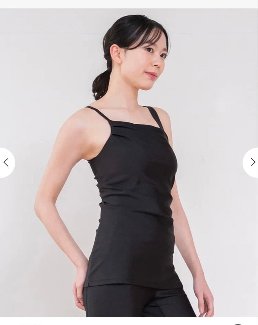 SUKALA シャインストレッチアシンメトリーチュニックM ブラック