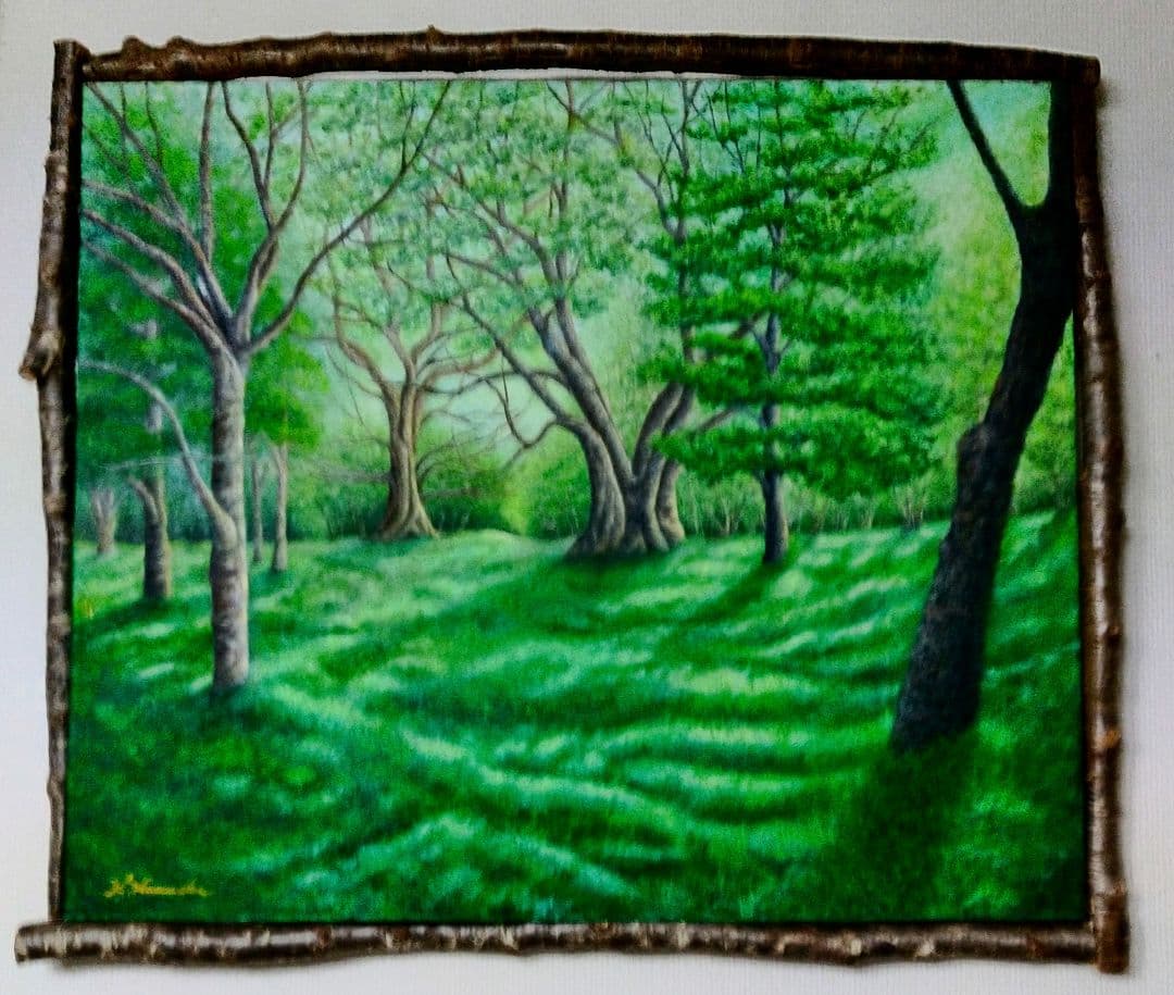 「公園の風」F20油彩画 油絵 絵画 風景画 原画