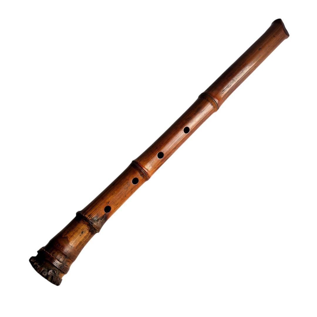 【在銘 松月】竹製 尺八 一本管 1尺8寸相当 全長54cm 和楽器