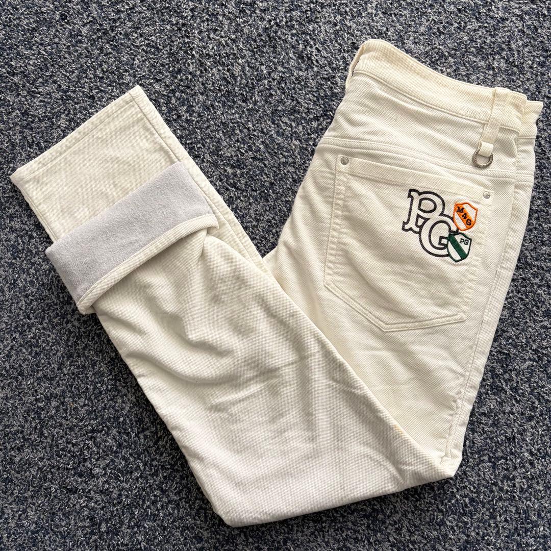 パーリーゲイツ　裏起毛　防風　ストレッチ　パンツ　ゴルフウェア　ホワイト　4