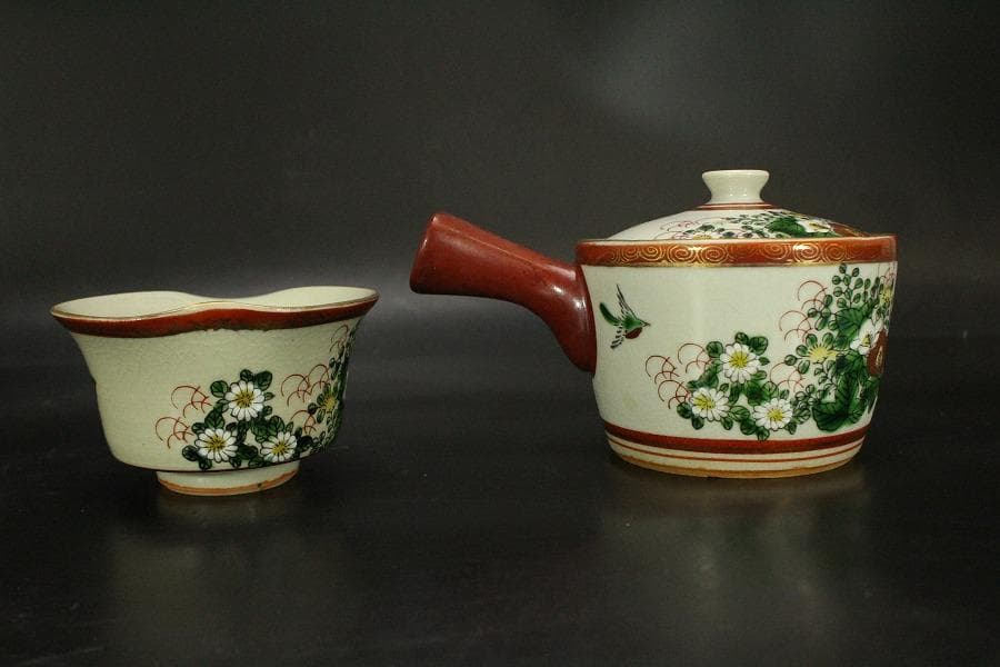 煎茶 九谷 色絵 茶器揃(LC917)
