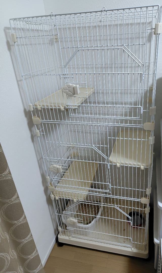猫ケージ 3段 ハンモック キャスター付き コンパクト キャットケージ天井扉