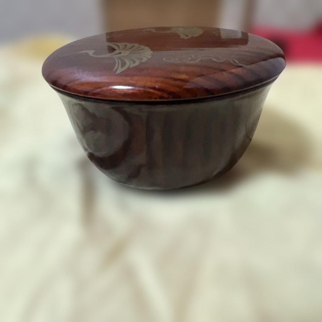 茶道具　雲鶴蒔絵　松茶入　出雲大社棟木古材造之　喜北作　箱書付き　無傷逸品