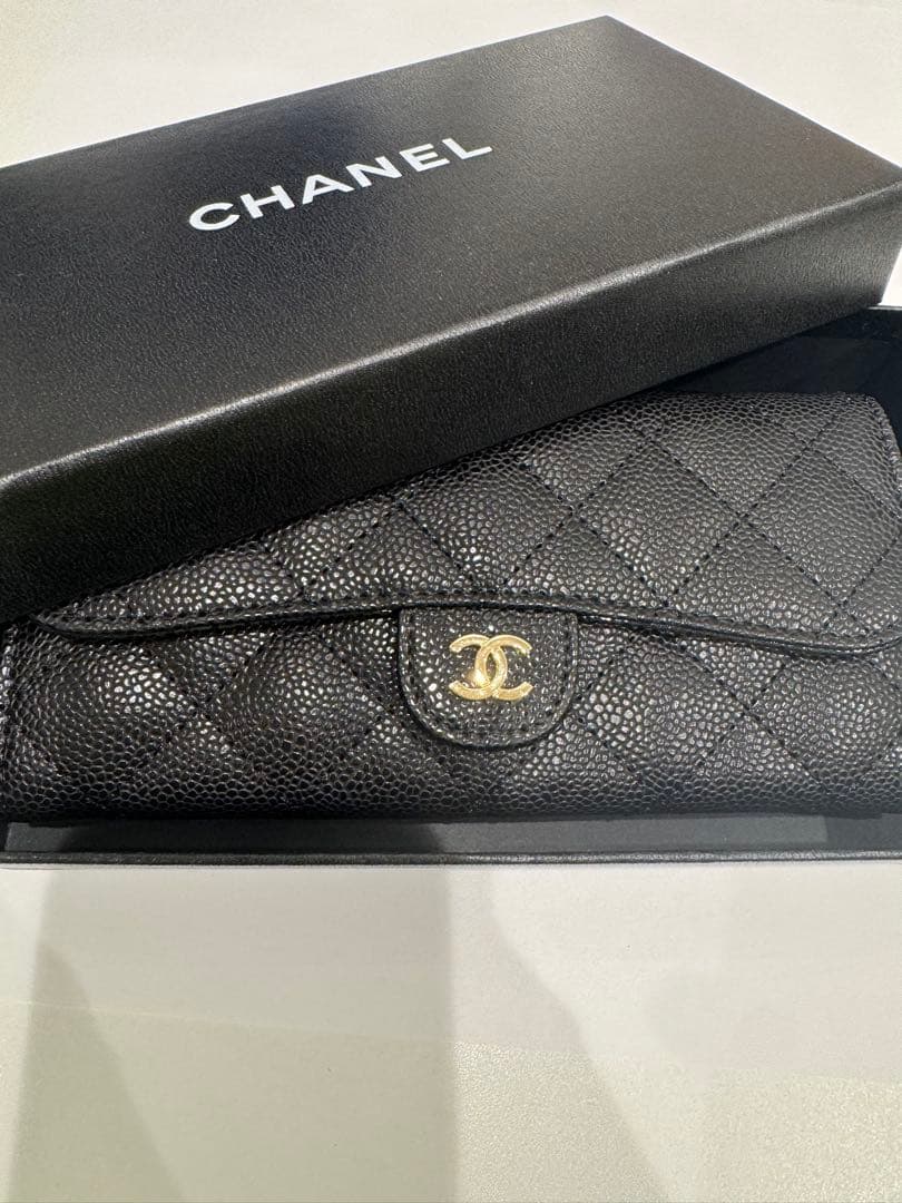 CHANELブラックレザー長財布 キルティングノベルティ商品非売品