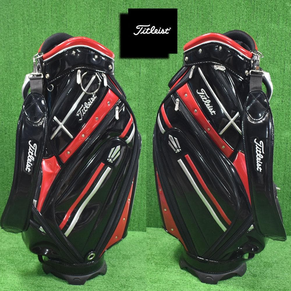 Titleist/タイトリスト エナメル キャディバッグ９型【黒×赤】美品！