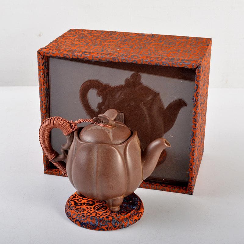 中国　紫砂　朱泥　花形　蝶摘　急須　茶壷　在銘　M　R5878