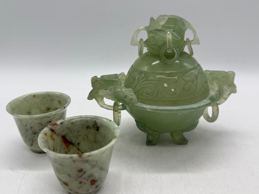 中国　砡製　香炉&小杯3点まとめ　送料込み251110