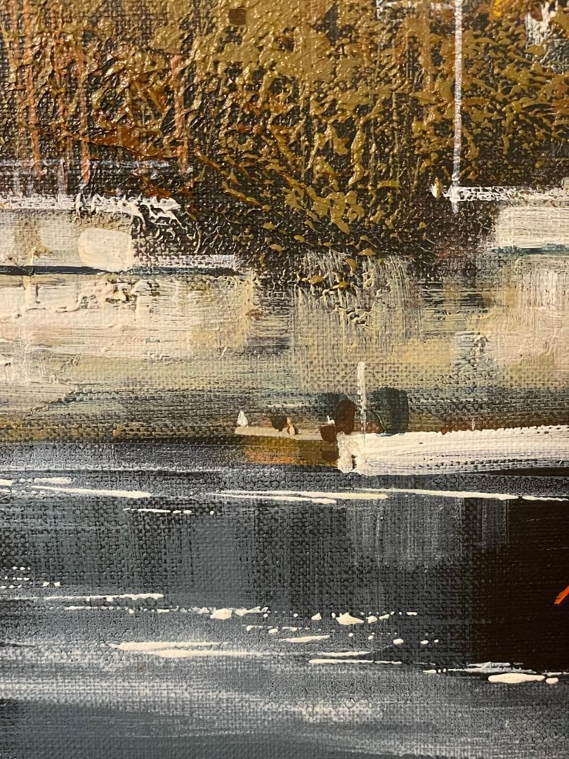 い*ん様 「真作」竹内敏彦『パリ風景 セーヌの流る』 風景画　油彩画　額装　F1