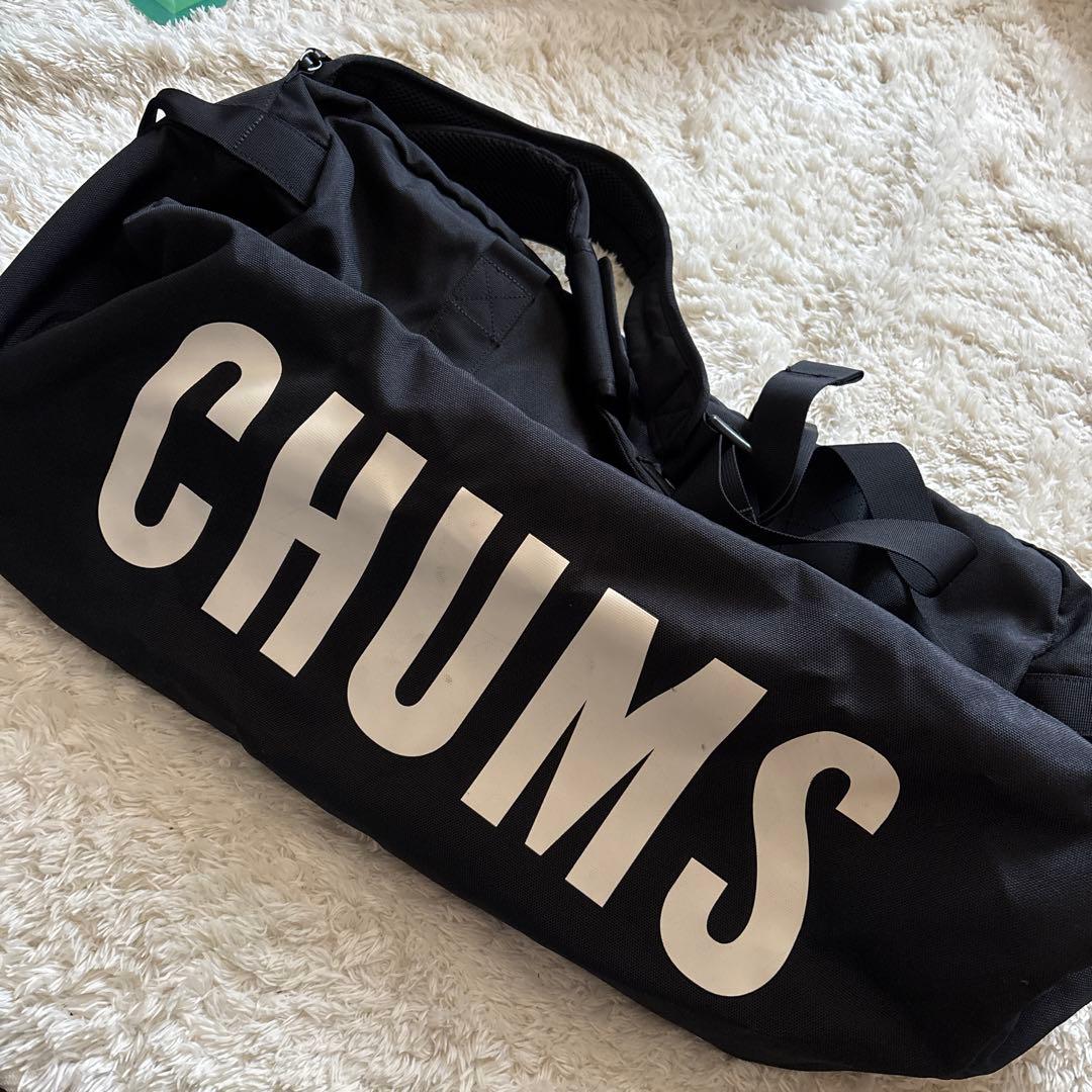 CHUMS ボストンバッグ 黒/青 大きめ