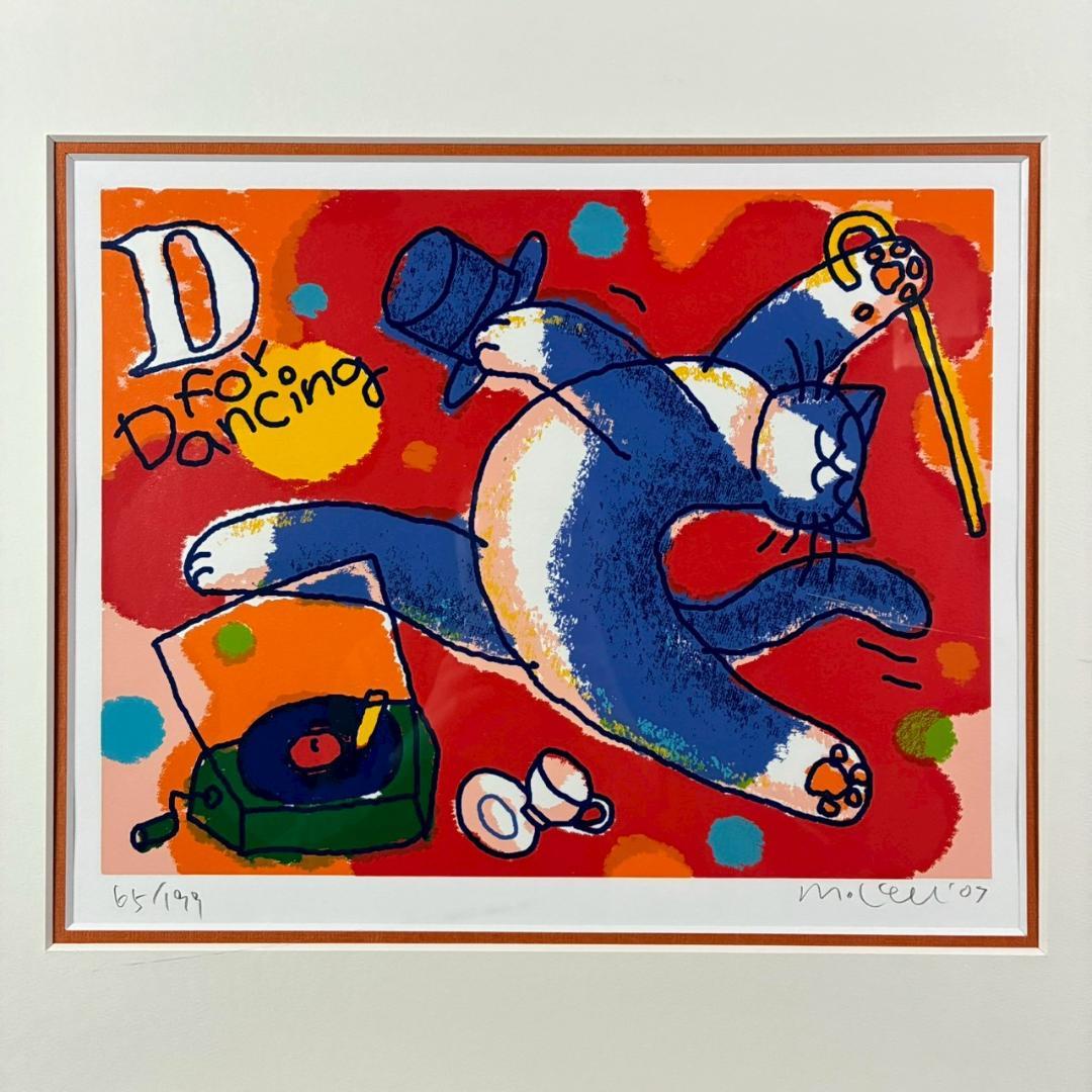 美品 マイケル・ルー「Dフォーダンシング」シルクスクリーン サイン入 猫 ネコ