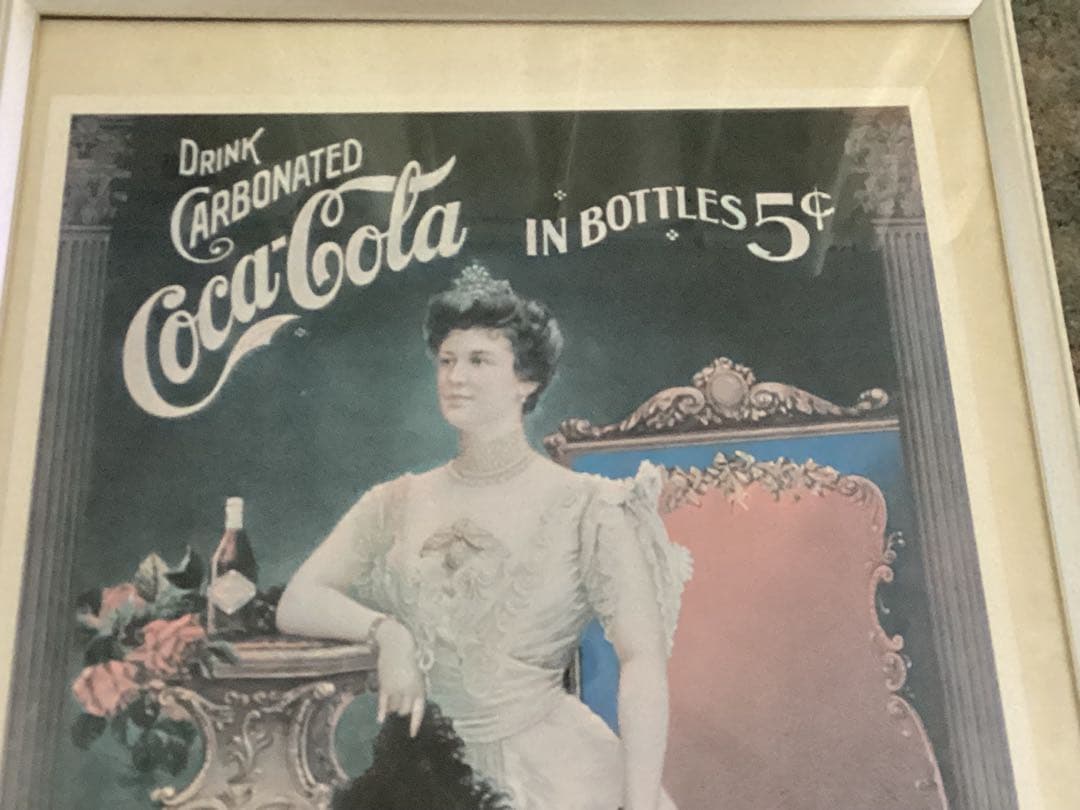 ビンテージ　Coca-Cola広告ポスター ヴィクトリア朝スタイル　額入り
