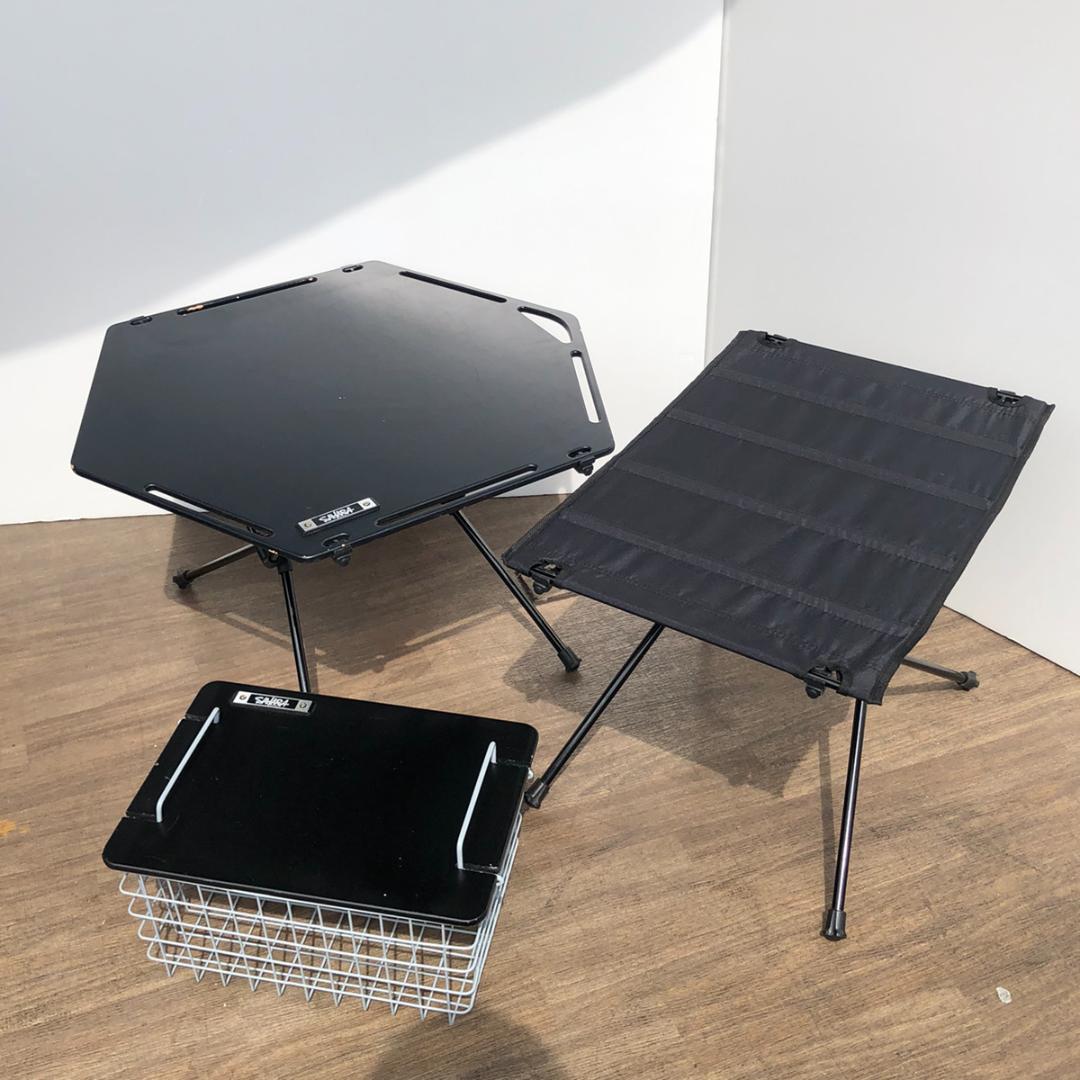 サハラ SAHARA ウッドヘキサアウトドアテーブル ブラック キャンプ用品