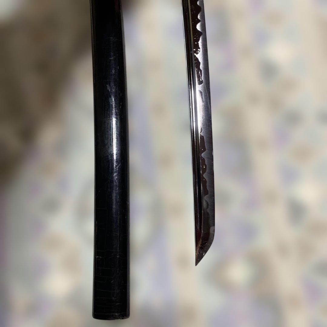 模造刀(居合刀) 紺色柄 菊彫丸鍔 黒呂鞘