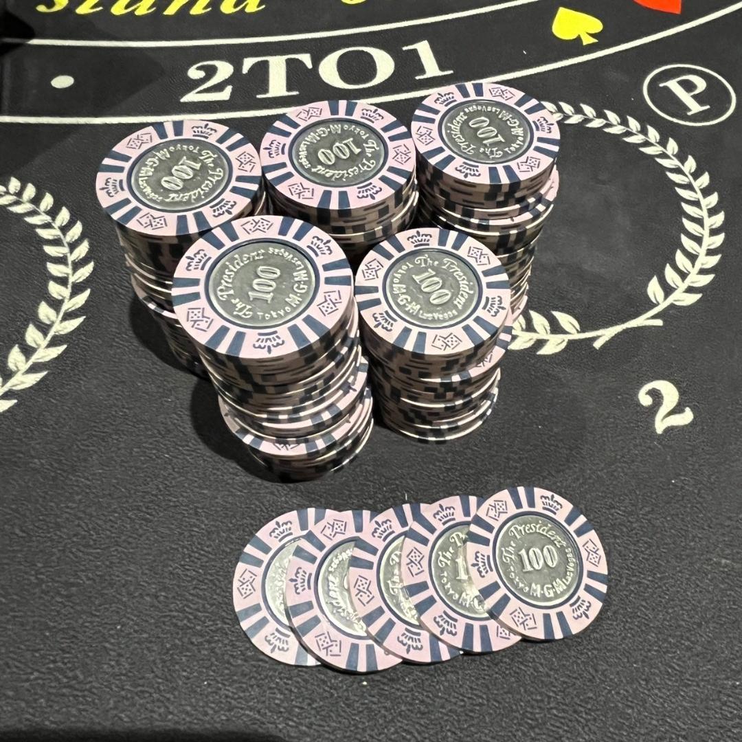 22 MGM社正規品 カジノチップ 100枚 100$ ポーカーチップ  H26