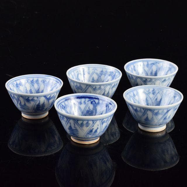 煎茶道具　五良太甫呉祥瑞　染付　煎茶碗　五客