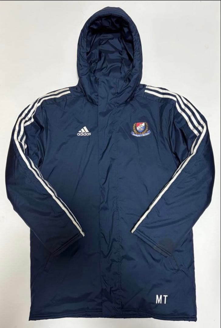 横浜F・マリノス／adidas 中綿 ハーフジャケット ベンチコート (O）