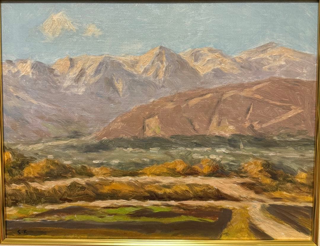 黒田清輝写【赤石山脈にて】 油彩画 山と風景 サイン入り　F6サイズ　送料込み