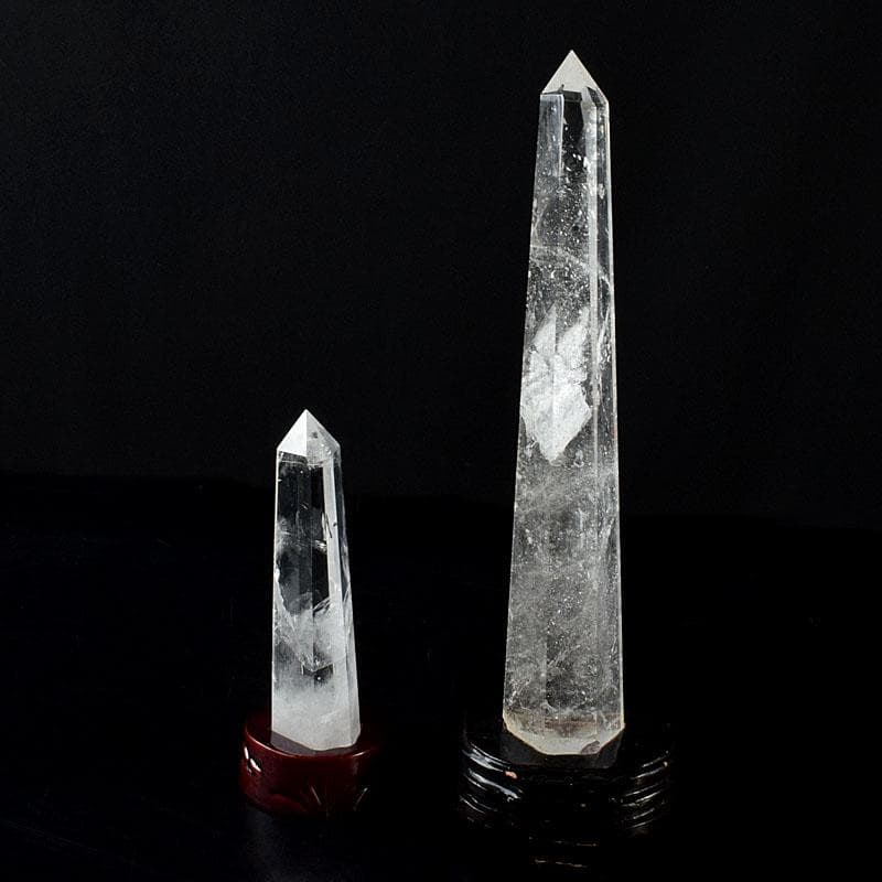 風水　縁起物　水晶　クリアクォーツ　台付　置物　2点まとめて　C　8196