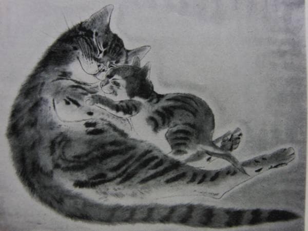 藤田 嗣治、猫１、1929年発行・骨董画集画、新品額装