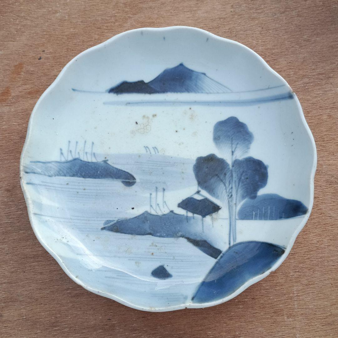 4075)古伊万里　染付皿　1枚　20cm