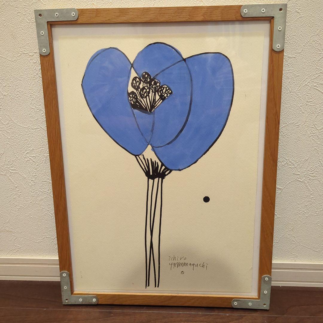 サイズS 山口一郎 ichiro yamaguchi 青い花 絵画