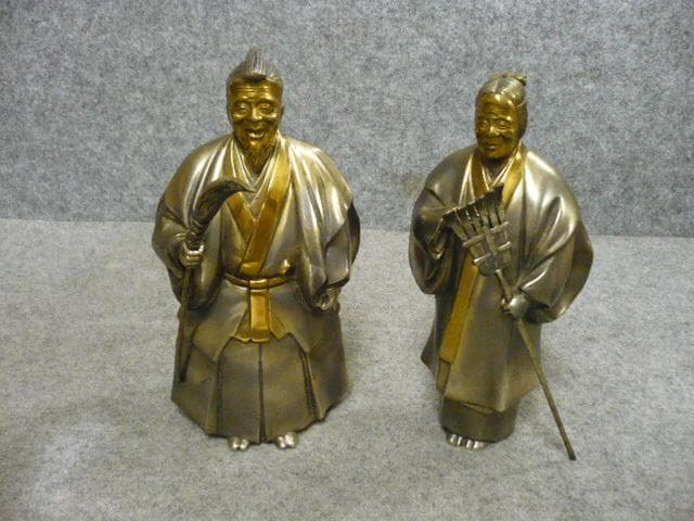 銅製尉と姥置物 [B31574]