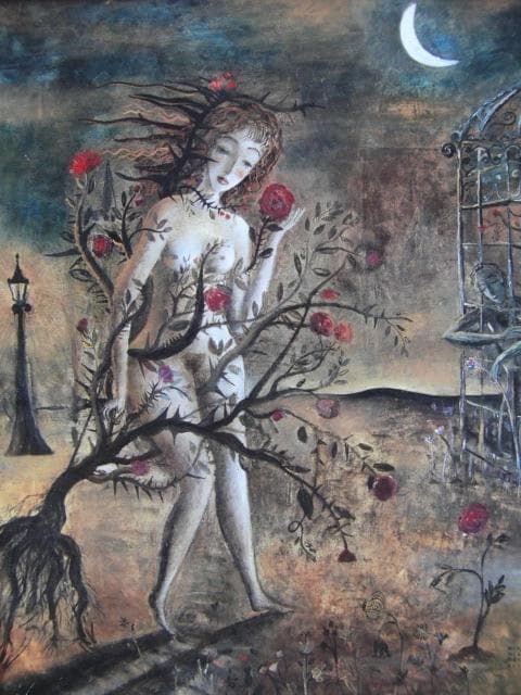 織田広比古、【媚薬】、希少な画集画、新品高級額 額装付、状態良好