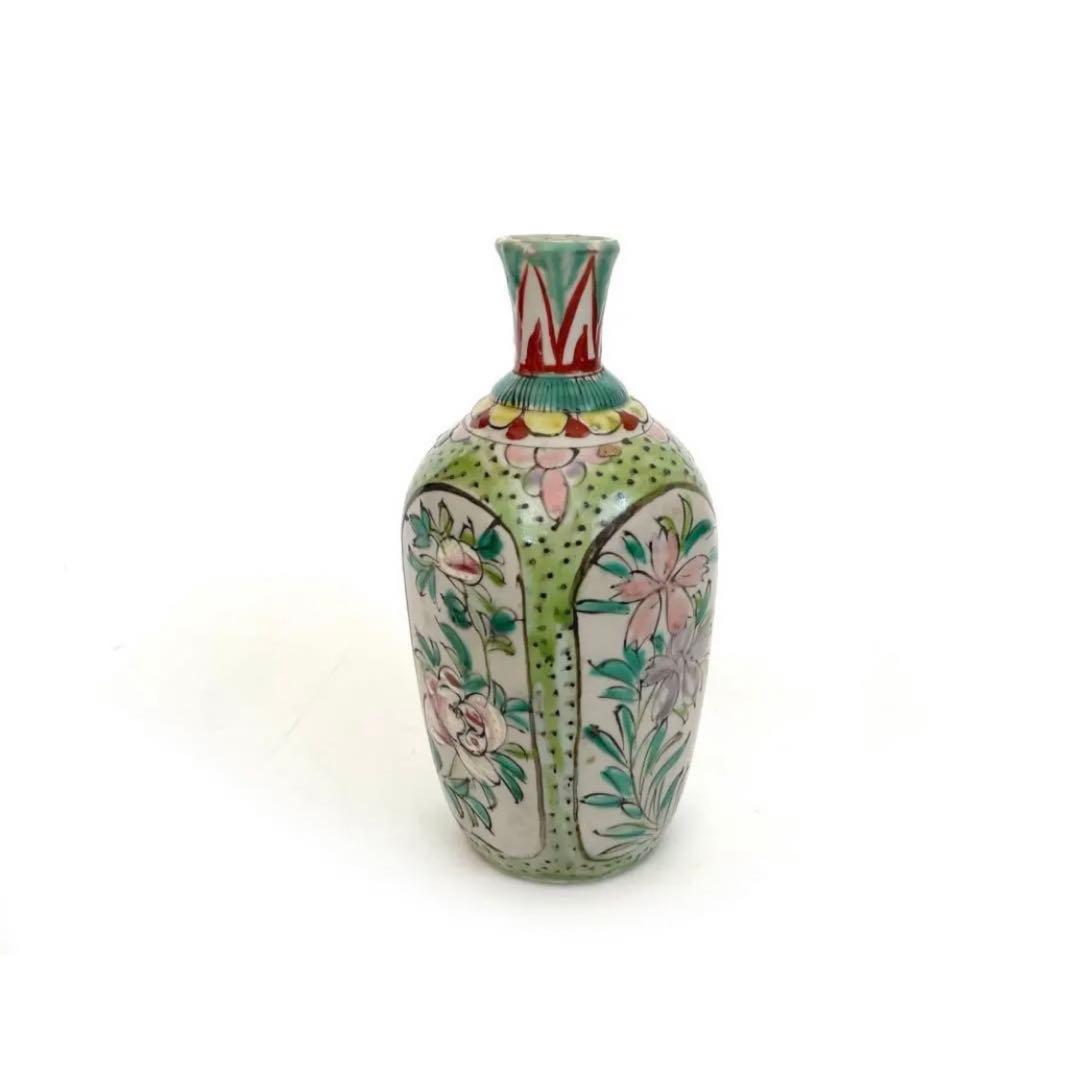 #1 骨董　アンティーク　保命酒徳利　鞆徳利　岩谷焼　色絵　花瓶　花入