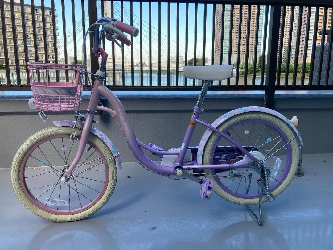 子供用自転車　アサヒサイクルのメゾピアノ 紫色とピンク 18インチ