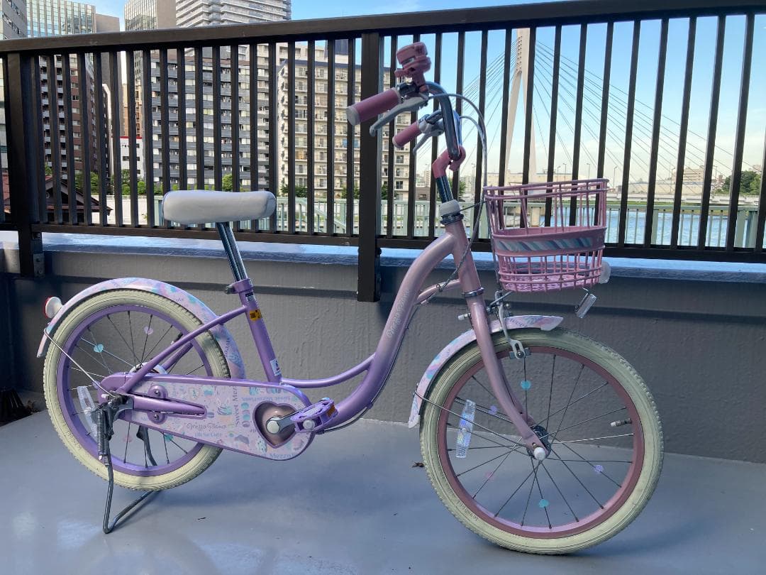 子供用自転車　アサヒサイクルのメゾピアノ 紫色とピンク 18インチ