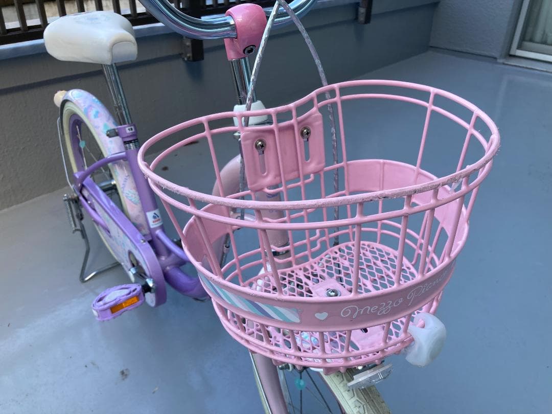 子供用自転車　アサヒサイクルのメゾピアノ 紫色とピンク 18インチ