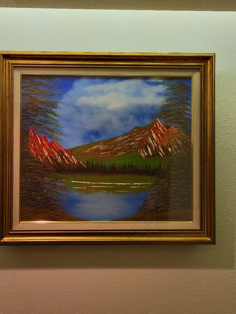 絵画 Mountain ridge lake