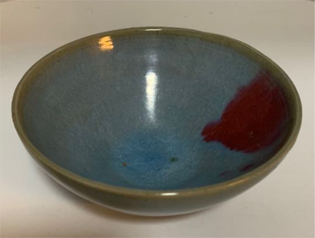 【希少品】中国古美術　宋時代　澱青釉紅斑茶碗　鈞窯宋時代　共箱　XG1-22