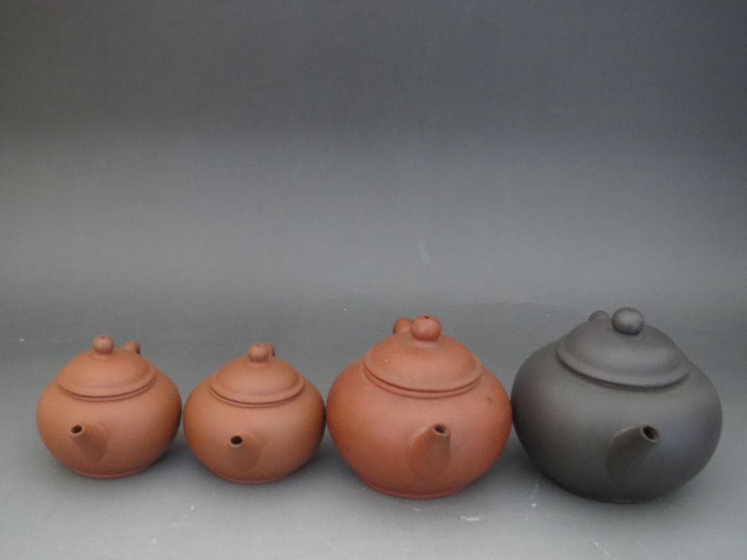 ★中国宜興　急須　4客　朱泥★煎茶道具・茶道具・唐物・紫砂・茶器