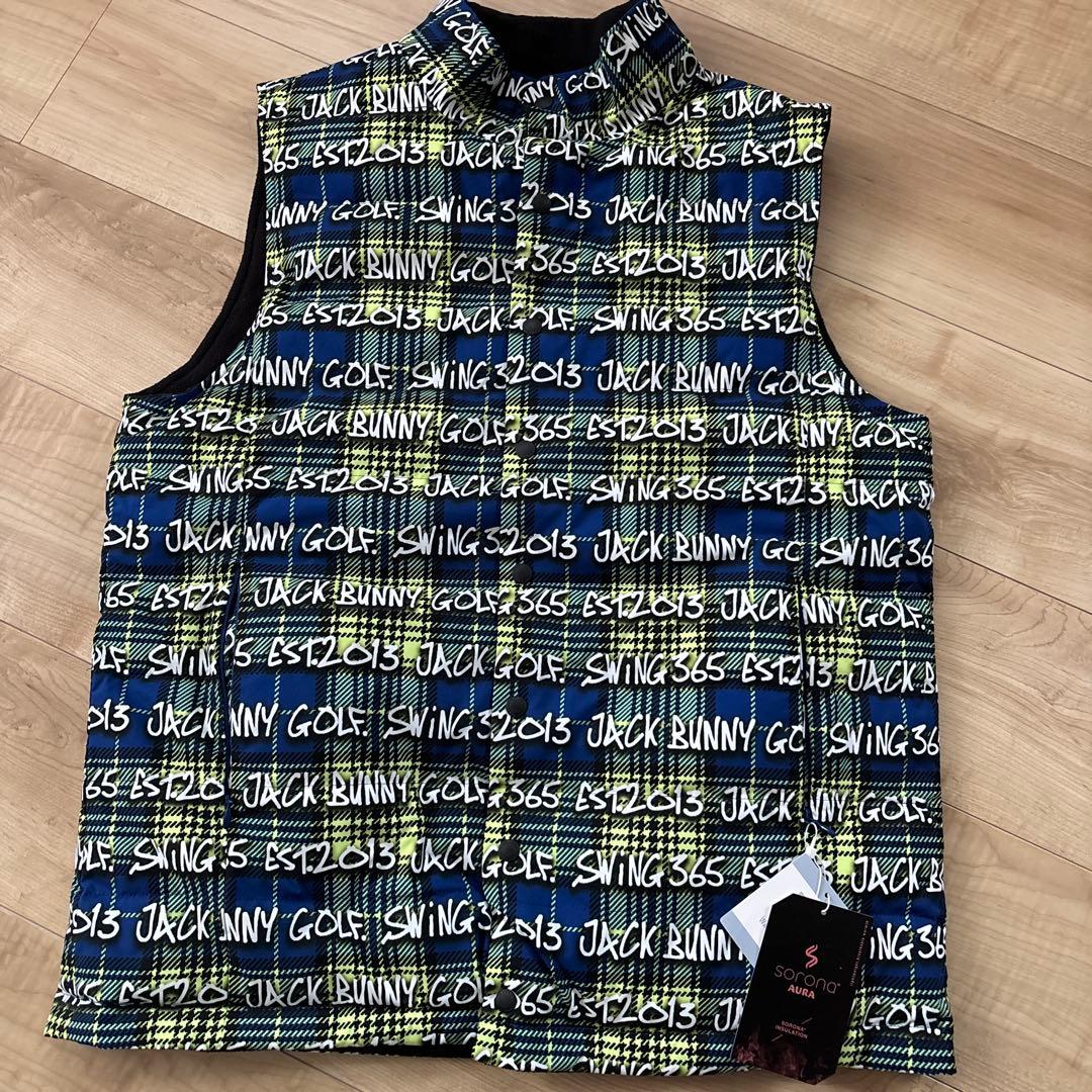 新品　ジャックバニー　メンズ　リバーシブル　中綿ベスト　あったか　撥水　M