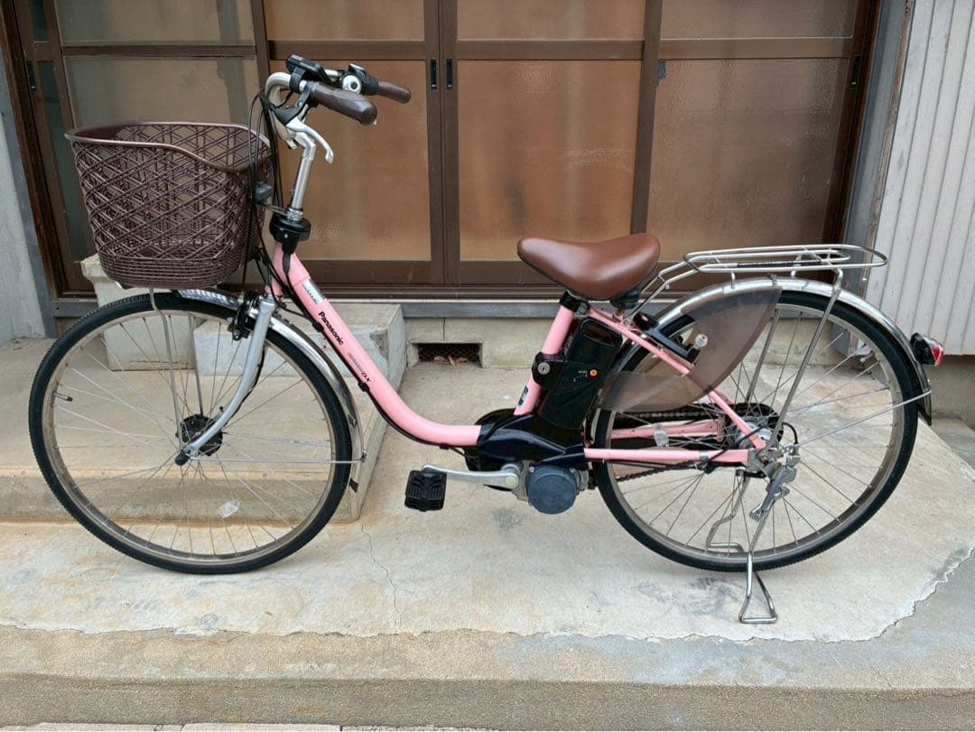 電動自転車　№8454 パナソニック ビビDX 26インチ　ピンク