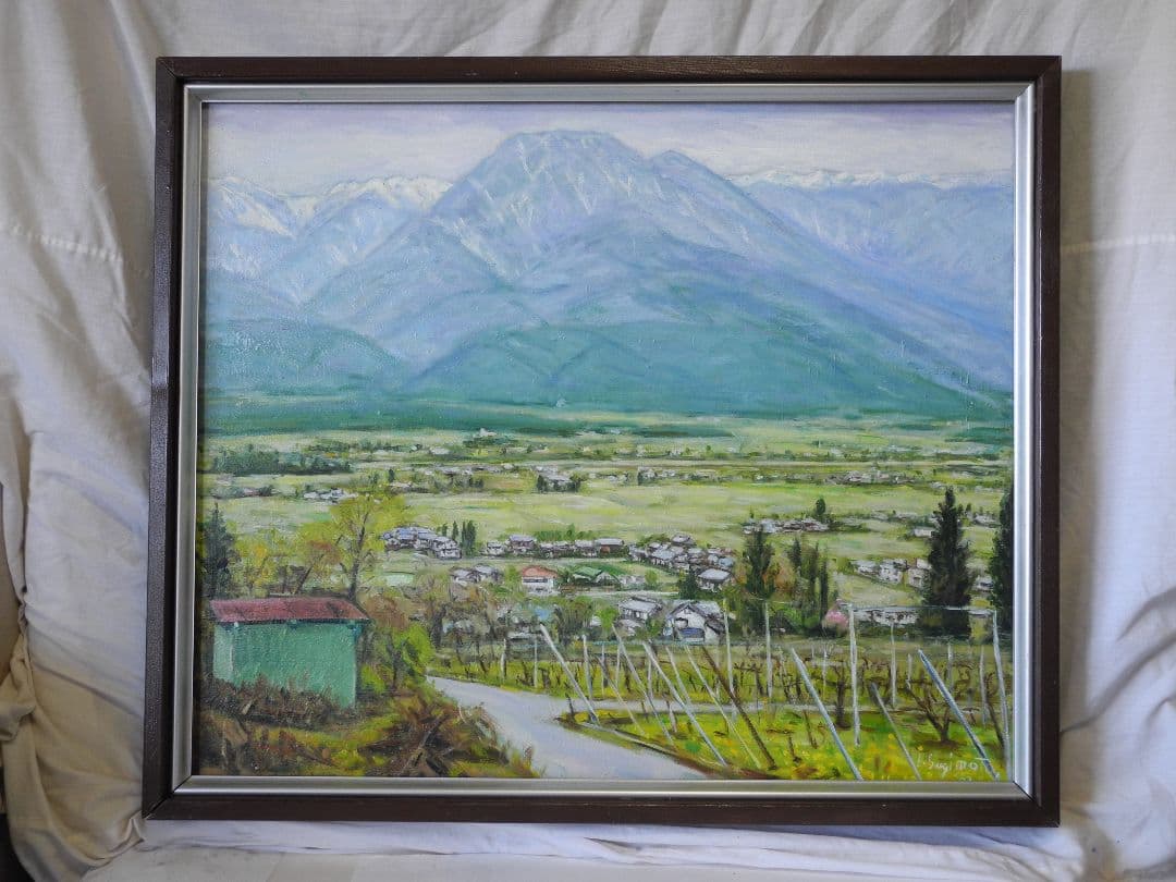 油絵有明山風景