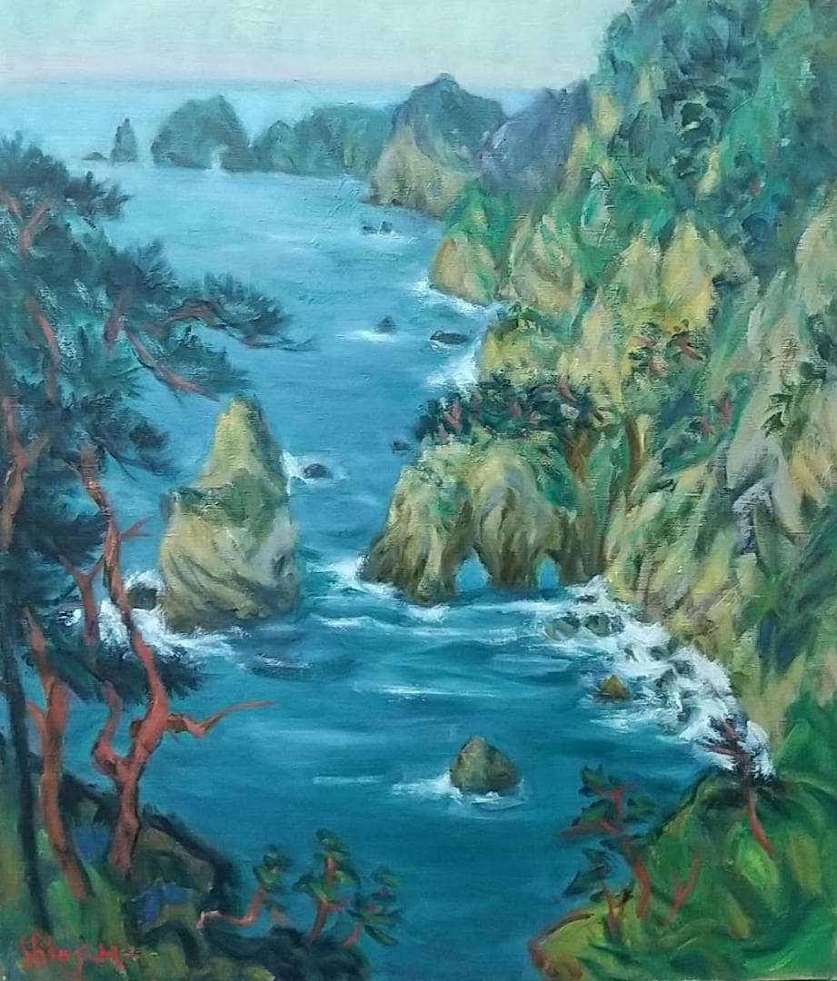 「陸中海岸北山崎」F10 油絵 油彩画 絵画 アート