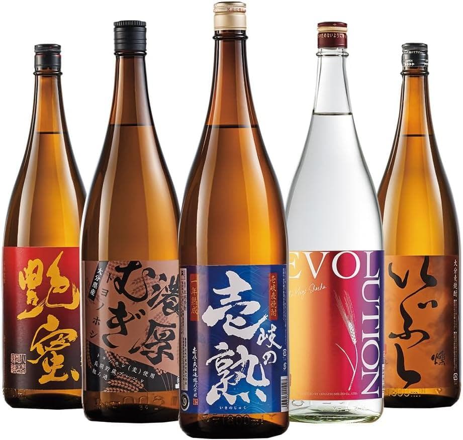 【新品・未使用】麦焼酎 一升瓶(1800ml)✕5本組 飲み比べセット［大分］